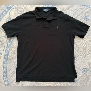 Ralph Lauren Men's Black Polo Shirt with Red Logo